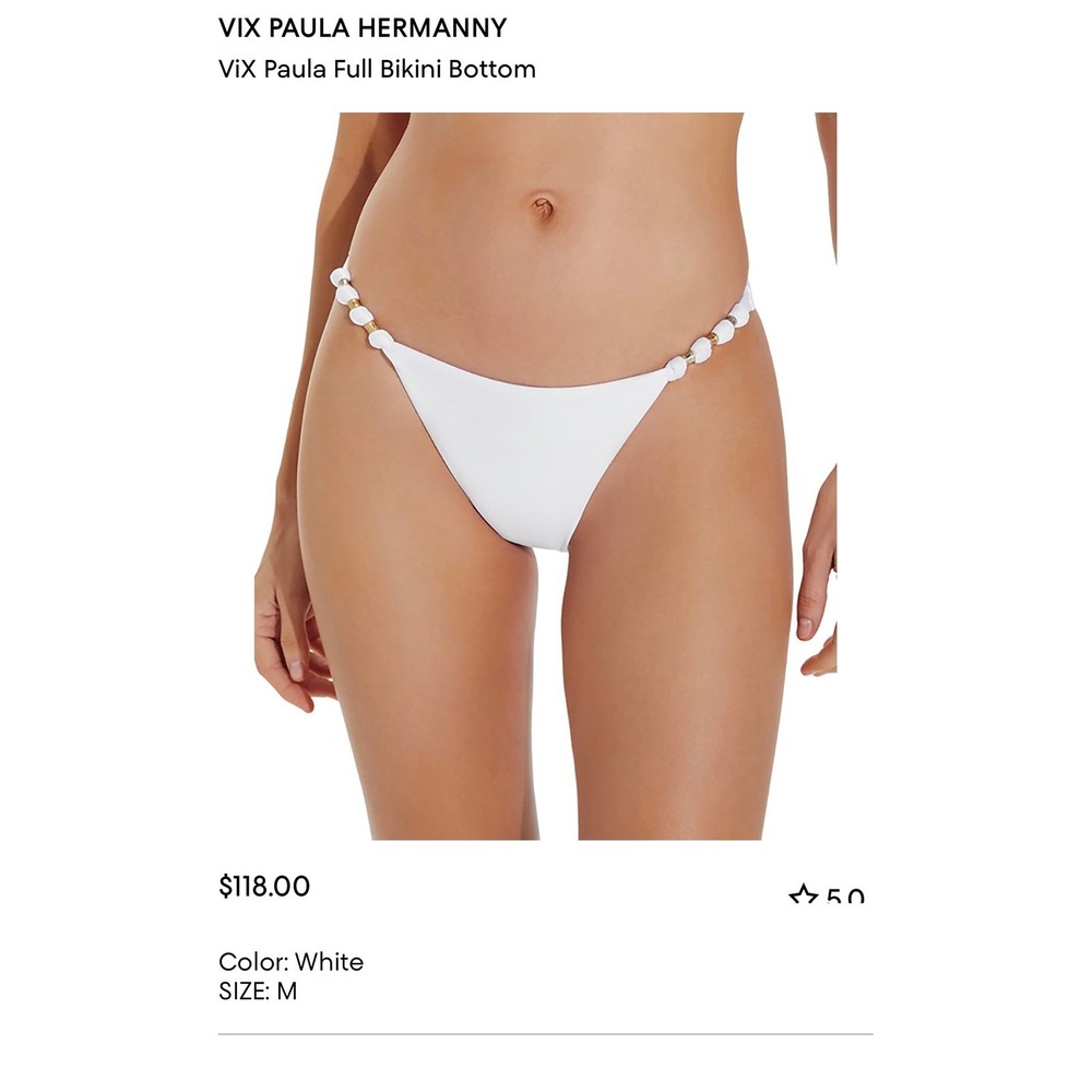ViX Paula Hermanny Solid Paula Full Bikini Bottom White Gold Hardware VATE1114 M